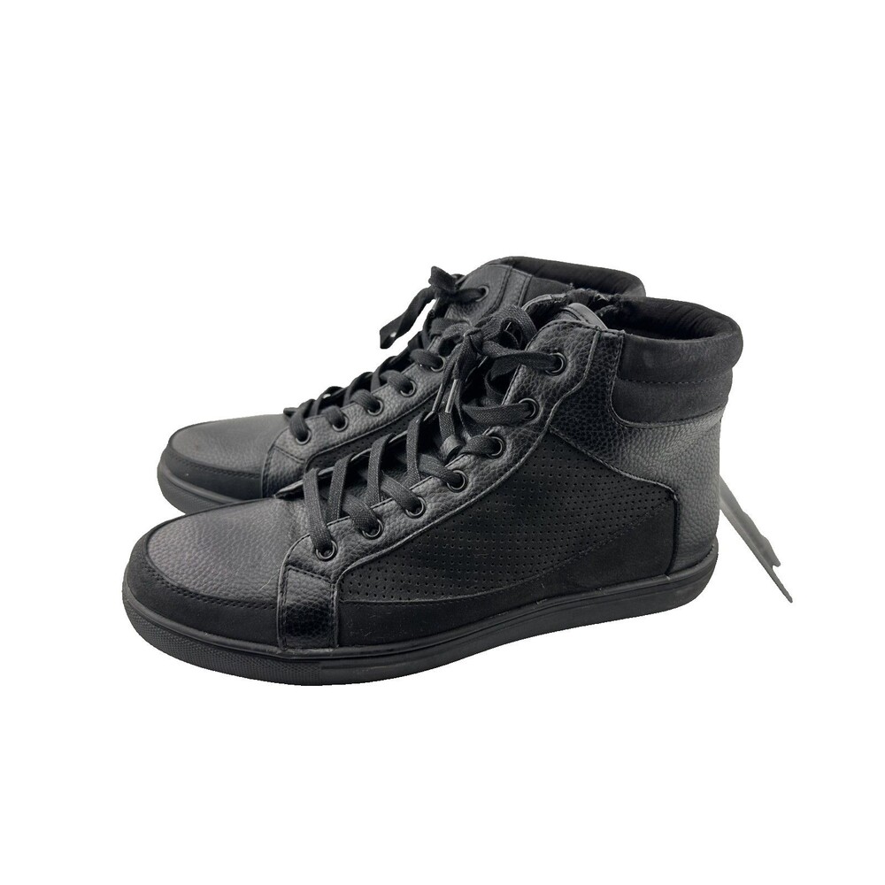 Kenneth Cole Reaction Sander High Top Sneakers Black Side Zip Men's US‎ 9